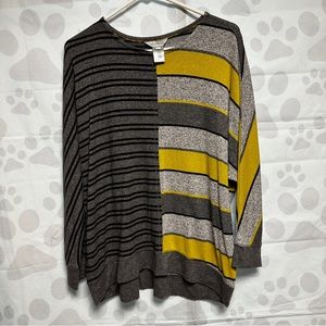 MULTIPLES LIGHTWEIGHT SWEATER GRAY BLACK YELLOW